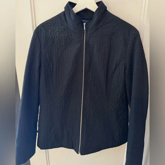 Denver Hayes Black Textured Minimalist Transitional Zip Jacket - Size M - Picture 5 of 9